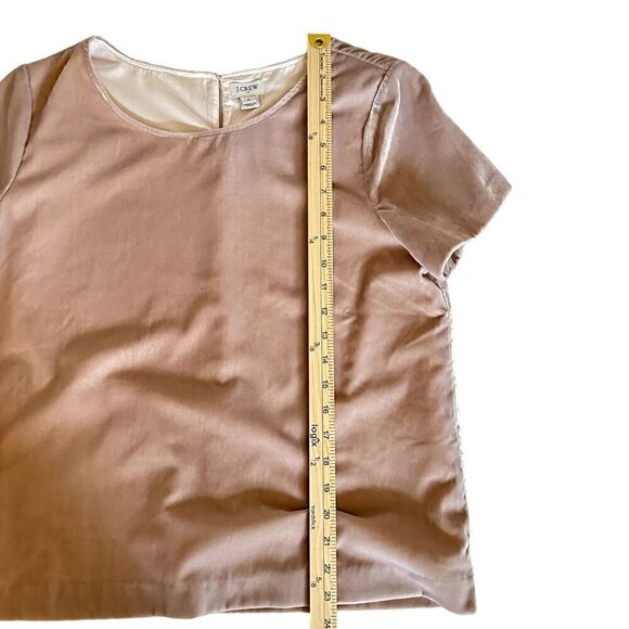 J. Crew Light Pink Short Sleeve Scoop Neck Button Lined Velvet Blouse Size M - Picture 7 of 8